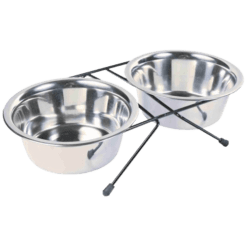 Trixie Set Comederos Inox con soporte